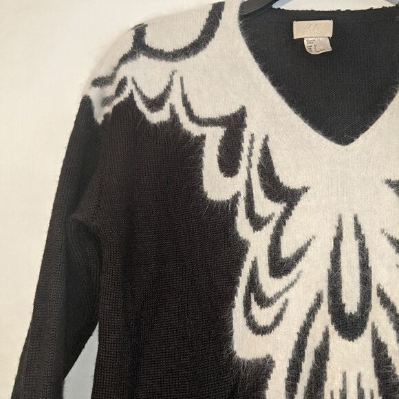 H & M Black and White Sweater or Tunic Top Sz 2 - Picture 8 of 9